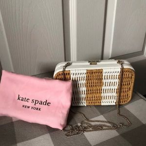 NWT Kate Spade Optic White Kitt Wicker Clutch/Crossbody